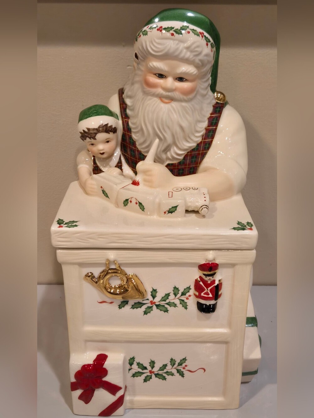 Vintage Lenox Santa's Holiday Toy Shop "Santa's Workbench" Cookie Jar